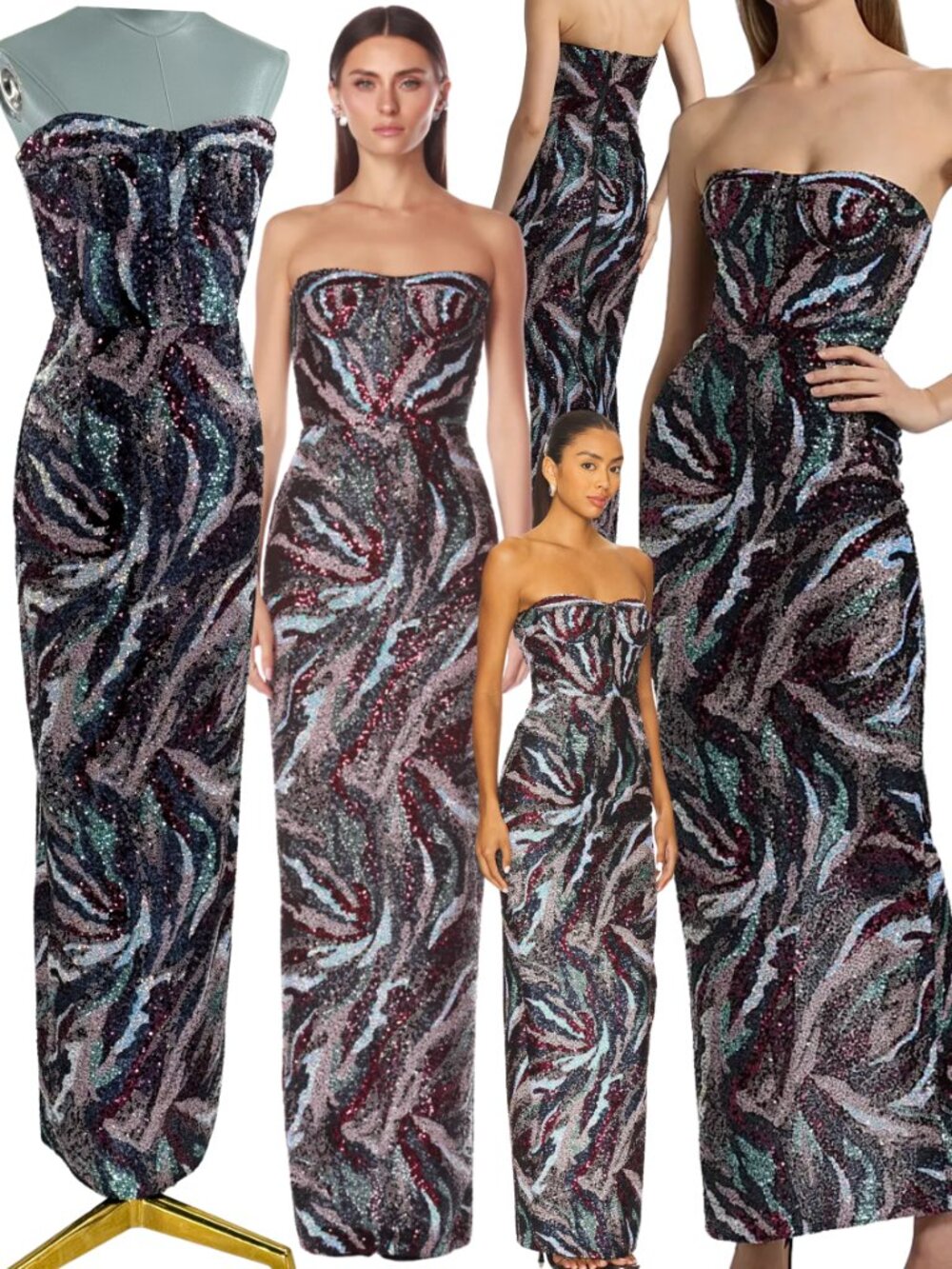 🆕 BRONX & BANCO 🧿 NWOT Dahlia Pink Multi Strapless Maxi Dress, Sz M US 6